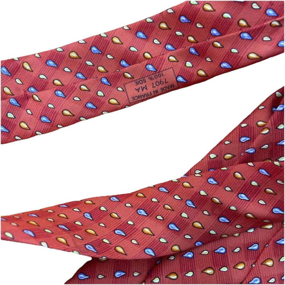 HERMES VINTAGE RAINDROPS RAINY DAYS TIE RAIN DROP WATER HIGH END FRANCE H62 - Picture 6 of 6